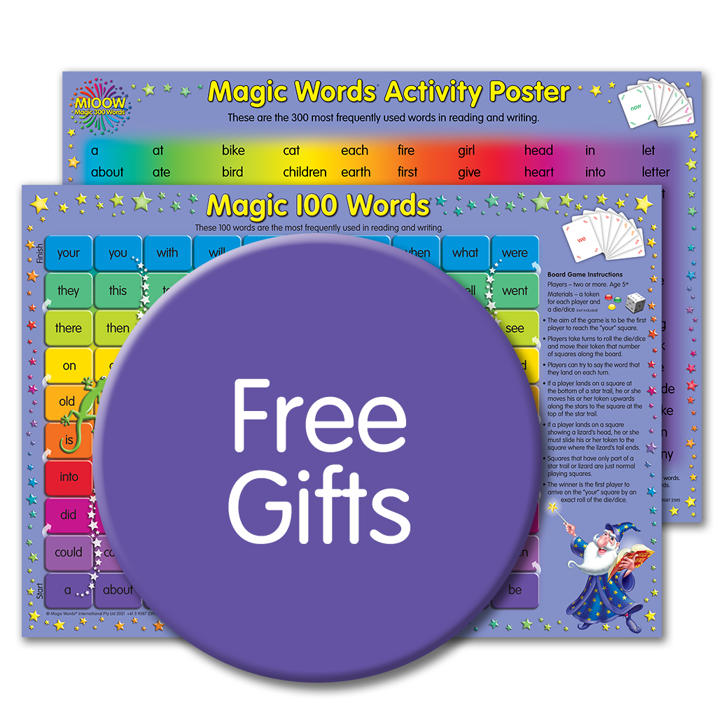 Magic Words sight words "Lizards and Stars"  Board Game to teach the 100 most frequently used sight words in reading