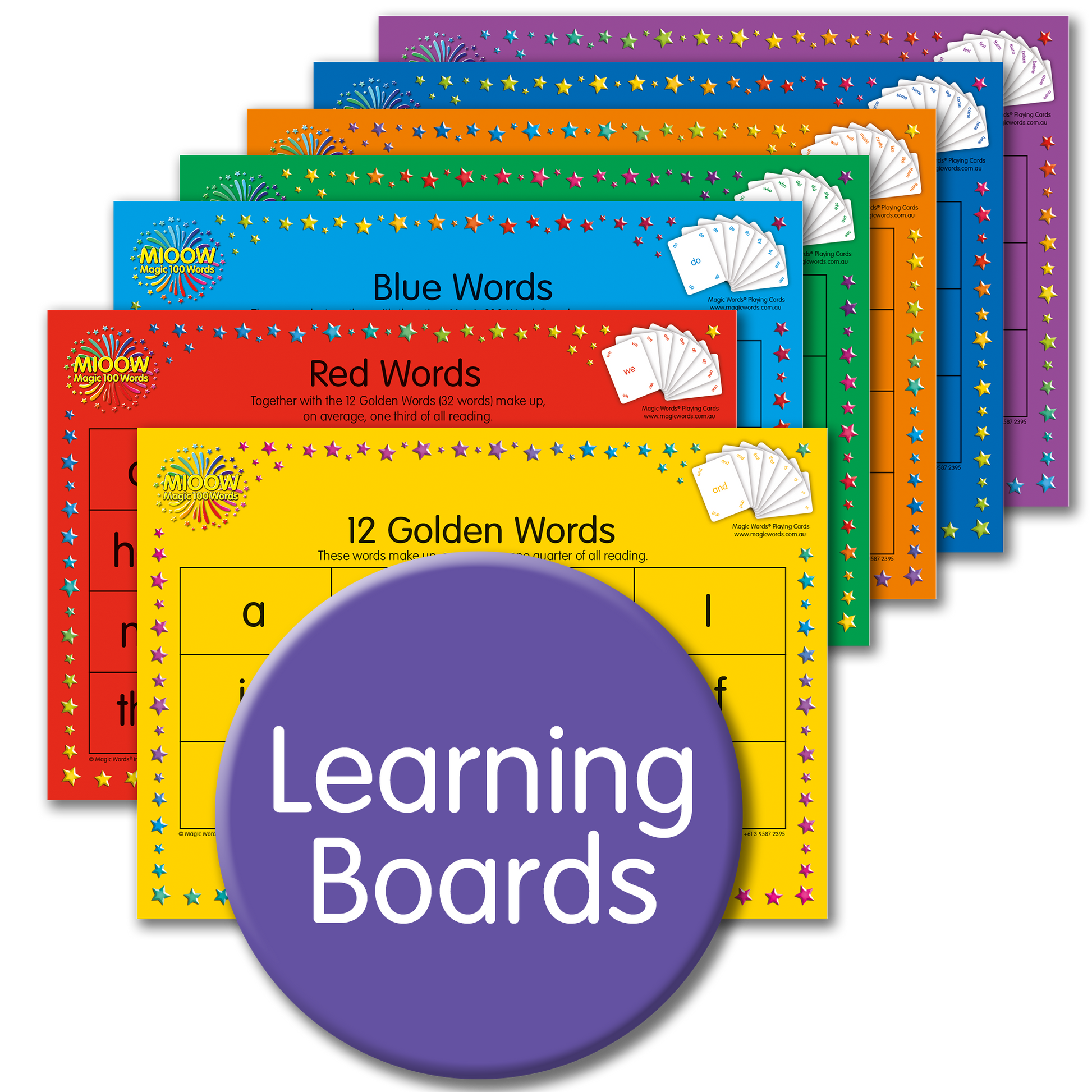 Magic Words sight words Learning Boards for learning to read the most frequently used words in reading. Magic 100 Words Learning Board.