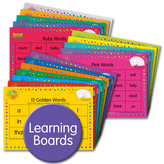 Magic Words sight words Learning Boards for learning to read the most frequently used words in reading. Full sey of learning boards with all 300 Magic Words sight words.