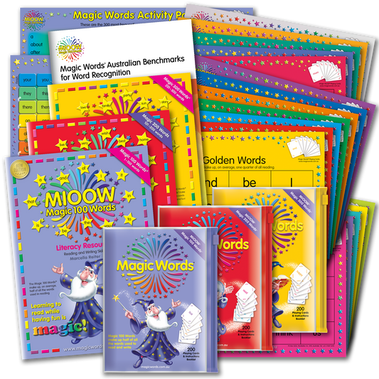 Magic Words sight words teacher manuals, sight words flashcards and Learning Boards for learning to read